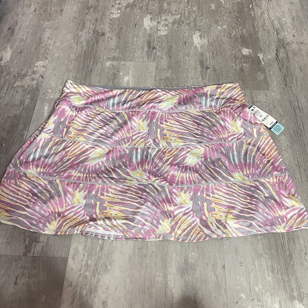 Ideology Women's Tye Tiered, Palm Print , Plus Skort , White, 3X Bag7